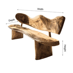 Verdura Crest Handcrafted Solid Wood Outdoor Bench