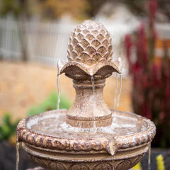 39 In. 2-Tier Outdoor Freestanding Solar Water Fountain - Classic Design, Sand Stone Resin Bird Bath with Pump