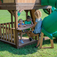 Skyfort II Cedar Wood Swing Set with Spiral Tube Slide, Clubhouse, Crow'S Nest, and Picnic Table