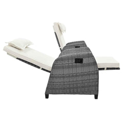 Outdoor Rattan Two-person Combination With Coffee Table, Adjustable,