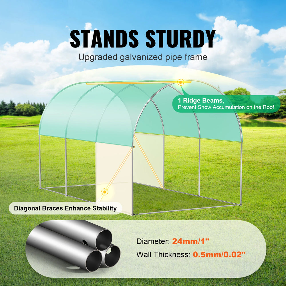 Walk-In Tunnel Greenhouse Hoop House Greenhouse Tunnel Plant Hot House with Steel Frame PE Cover Roll-Up Zipper Door