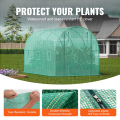 Walk-In Tunnel Greenhouse Hoop House Greenhouse Tunnel Plant Hot House with Steel Frame PE Cover Roll-Up Zipper Door