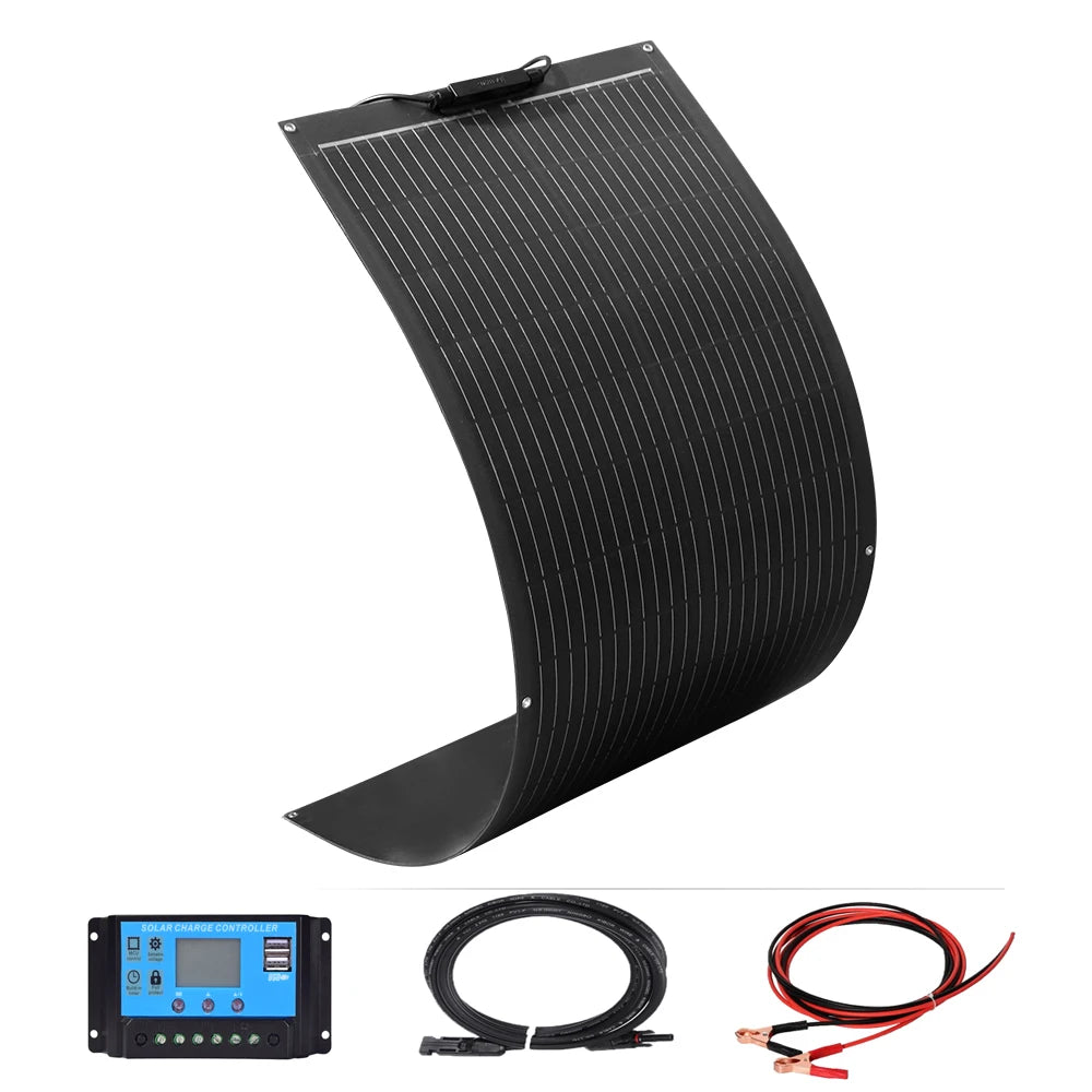 Flexible Solar Panel 1000W 500W 400W 200W 100W High Efficiency Photovoltaic Module Diy Kit Generation Car Home Camping 12V 24V
