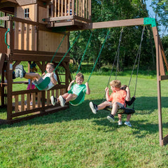 Skyfort II Cedar Wood Swing Set with Spiral Tube Slide, Clubhouse, Crow'S Nest, and Picnic Table