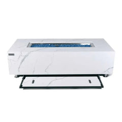 Elementi Plus Carrara Marble Pocelain Fire Table OFP121BW