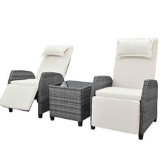 Outdoor Rattan Two-person Combination With Coffee Table, Adjustable,