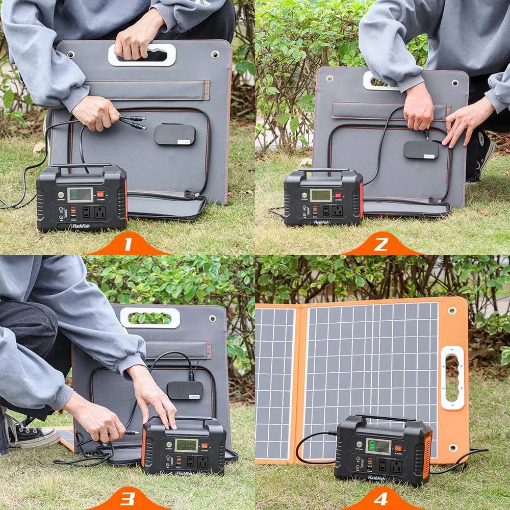 Flashfish 200W Solar Generator with 60W Solar Panel, Waterproof Backup Power Emergency Power Supply