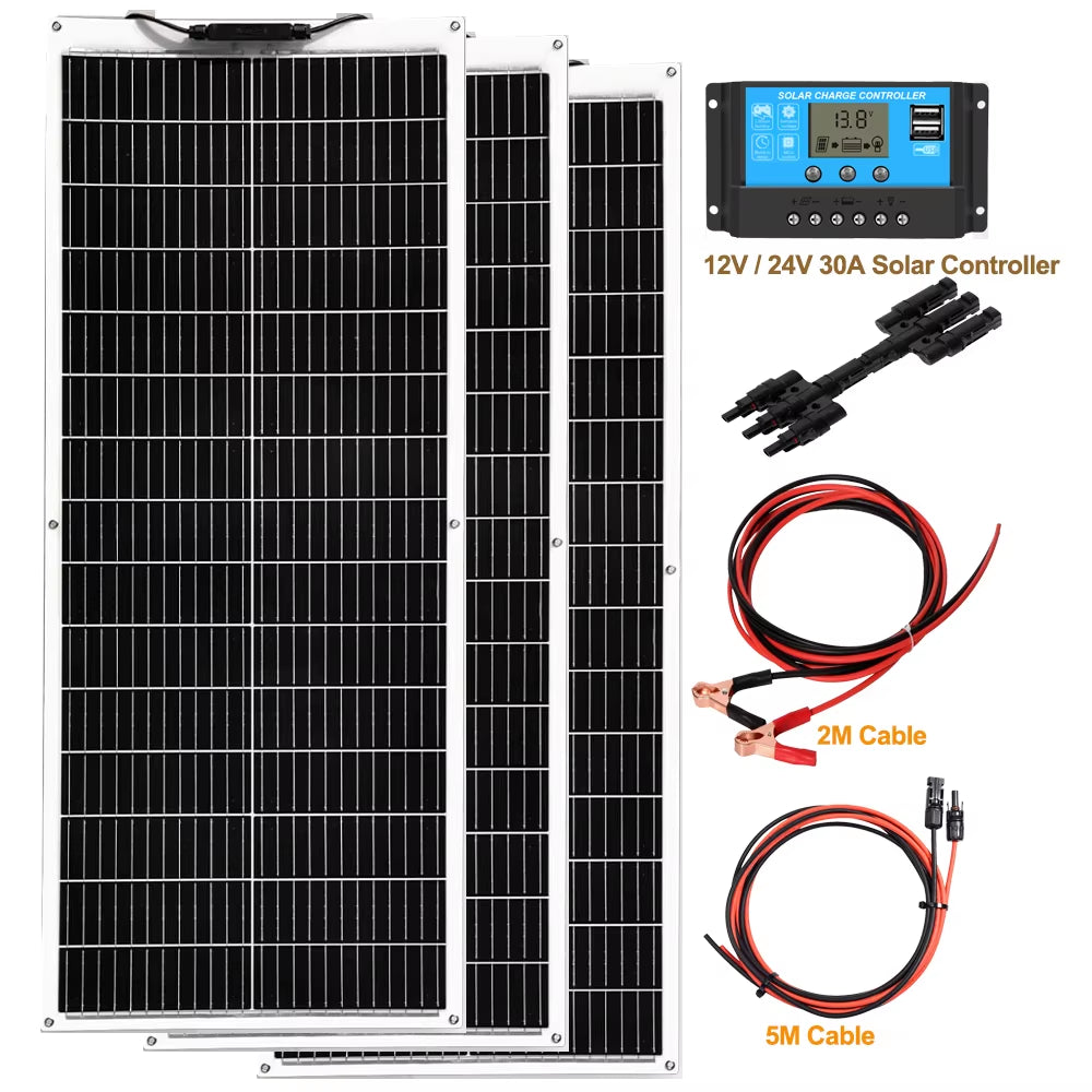 100W Flexible Solar Panel 16.5V 1000W 500W 400W 200W High Efficiency Photovoltaic Module Diy Kit Generation Car Home Camping