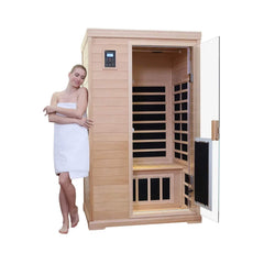 Luxury 2-Person Hemlock Wood FAR Infrared Sauna Room W/ Glass Door, 1750W (SAK81525)