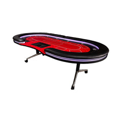 Luxury 94-Inch Foldable 10 Player Poker Table With LED, Wheels And Cup Holders (SAK24897)