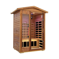 Deluxe 2-Person Outdoor Mahogany Low EMF Far Infrared Sauna With Bluetooth Audio And LED Lights (SAK83719)
