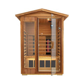 Deluxe 2-Person Outdoor Mahogany Low EMF Far Infrared Sauna With Bluetooth Audio And LED Lights (SAK83719)