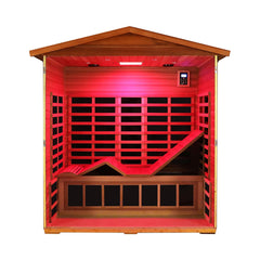 Luxury 3-Person Outdoor Mahogany Full Spectrum Ultra-Low EMF FAR Infrared Sauna With Chromotherapy And Bluetooth Speakers (SAK83460)