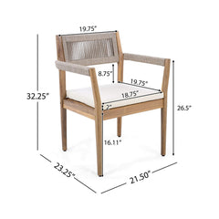 Alora Premium 5-Piece Outdoor Acacia Wood Patio Furniture Set With Braided Dining Chairs, Cushions, And Dining Table (SAK26754)