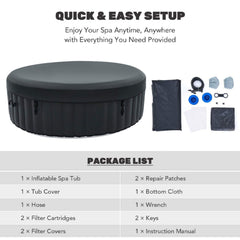 Premium Blow Up 6 Person Sauna Pool Hot Tub With 130 Jets, 7FT (SAK63510)