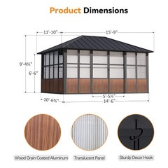 Alora Premium Hardtop Aluminum Sunroom Solarium With TV Mount And Sliding Doors (SAK60439)