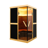 Premium Large 2-Person V-Shaped FAR Infrared Sauna Room With Double Glass Doors, 1980W (SAK96413)