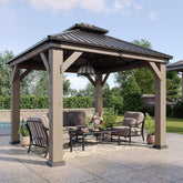 Alora Premium Outdoor Cedar Wood Galvanized Steel Hardtop Gazebo (SAK23907)