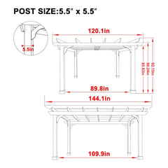 Alora Premium Outdoor Cedar Wood Pergola With Slatted Roof (SAK87024)