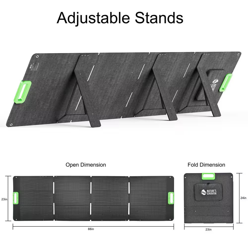 200-Watt Monocrystalline Folding Solar Panel with Included Stands