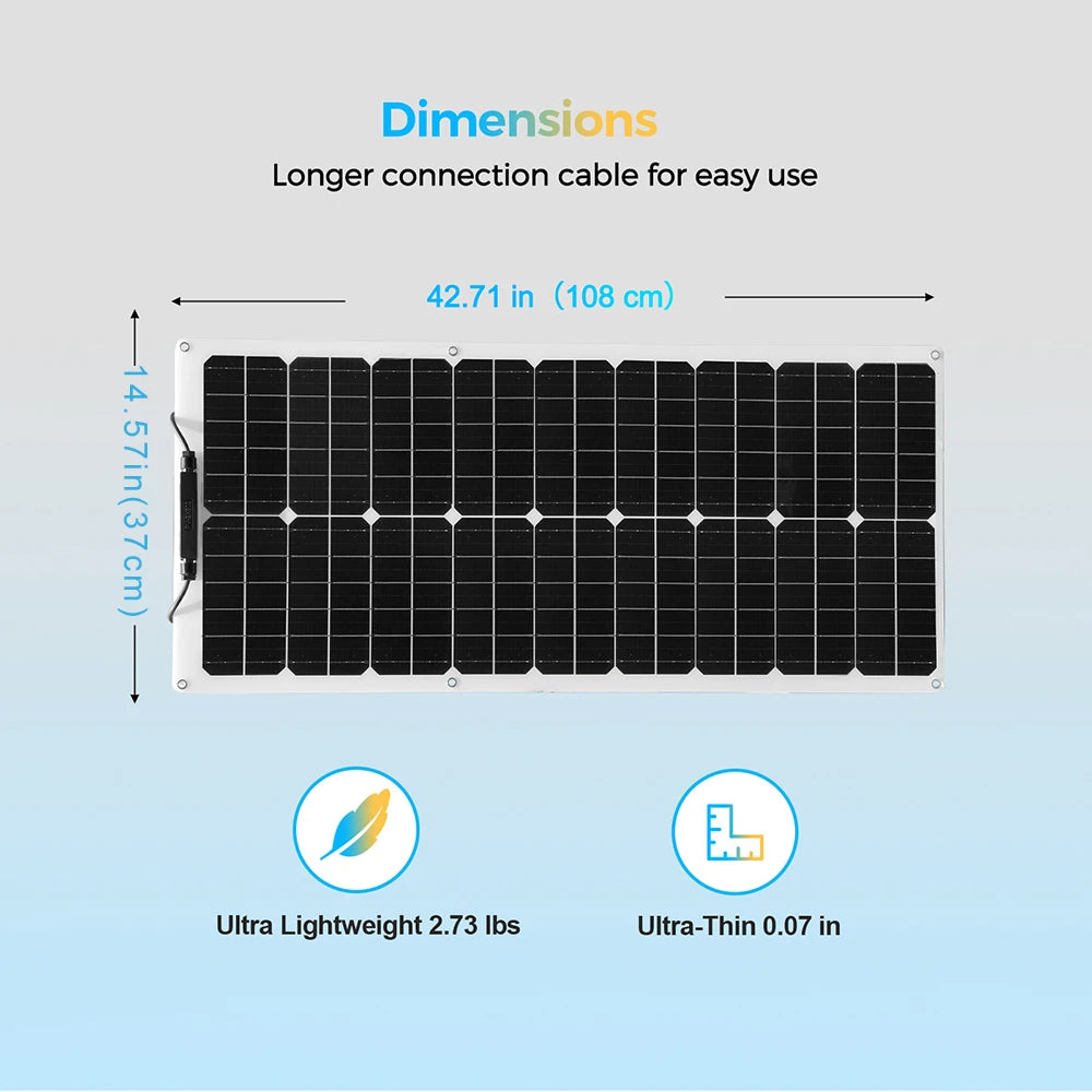 12V Flexible Solar Panel Kit Monocrystalline Solar Cell 50W 100W 120W 240W PV for Home RV & Boat Solar Power China Drop Shipping