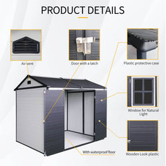 [06X08FT] Alora Heavy-Duty Outdoor Resin Storage Shed With Lockable Doors And Built-In Floor (SAK26342)