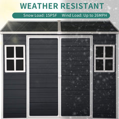 [06x08FT] Outdoor Resin Patio Garden Shed With Floor, 2 Windows, And Lockable Doors (SAK54953)