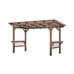 [06X13FT] Alora Durable Outdoor Hardtop BBQ Grill Shelter Gazebo With Shelves (SAK65420)