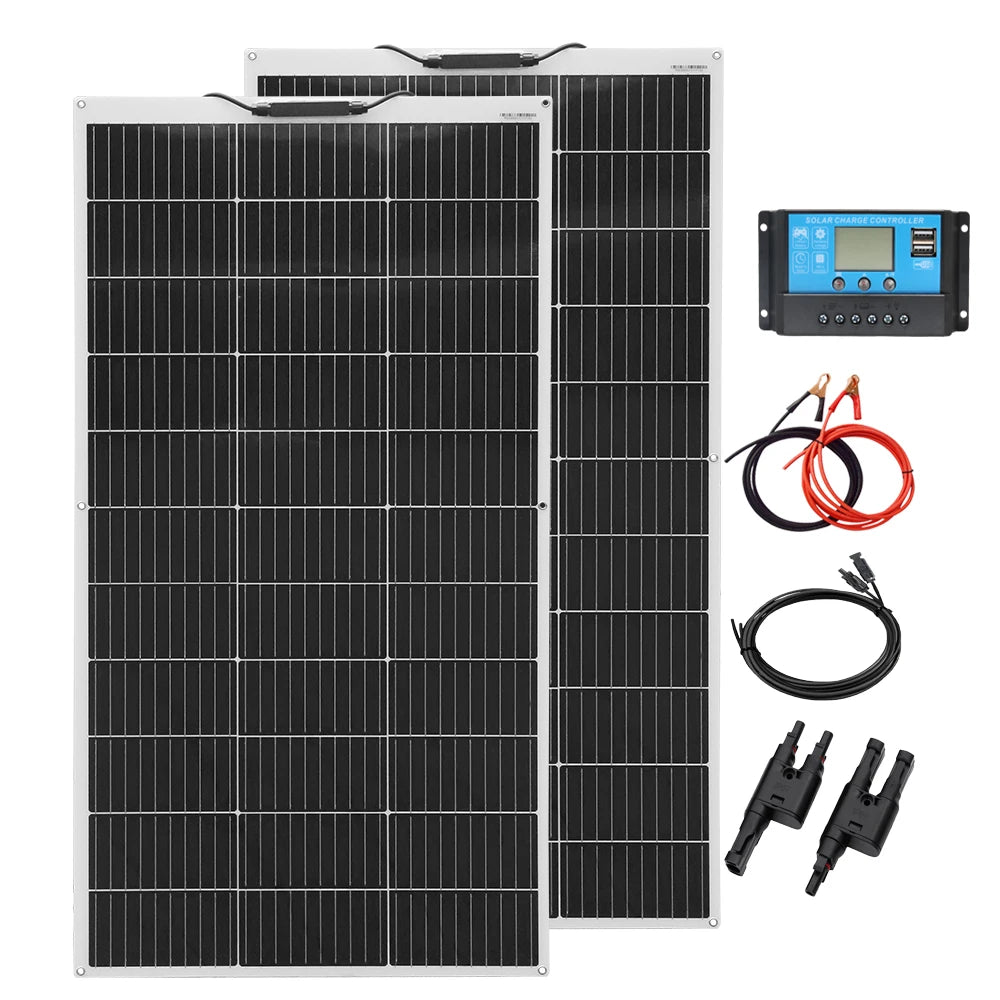12V Flexible Solar Panel Kit Monocrystalline Solar Cell 50W 100W 120W 240W PV for Home RV & Boat Solar Power China Drop Shipping