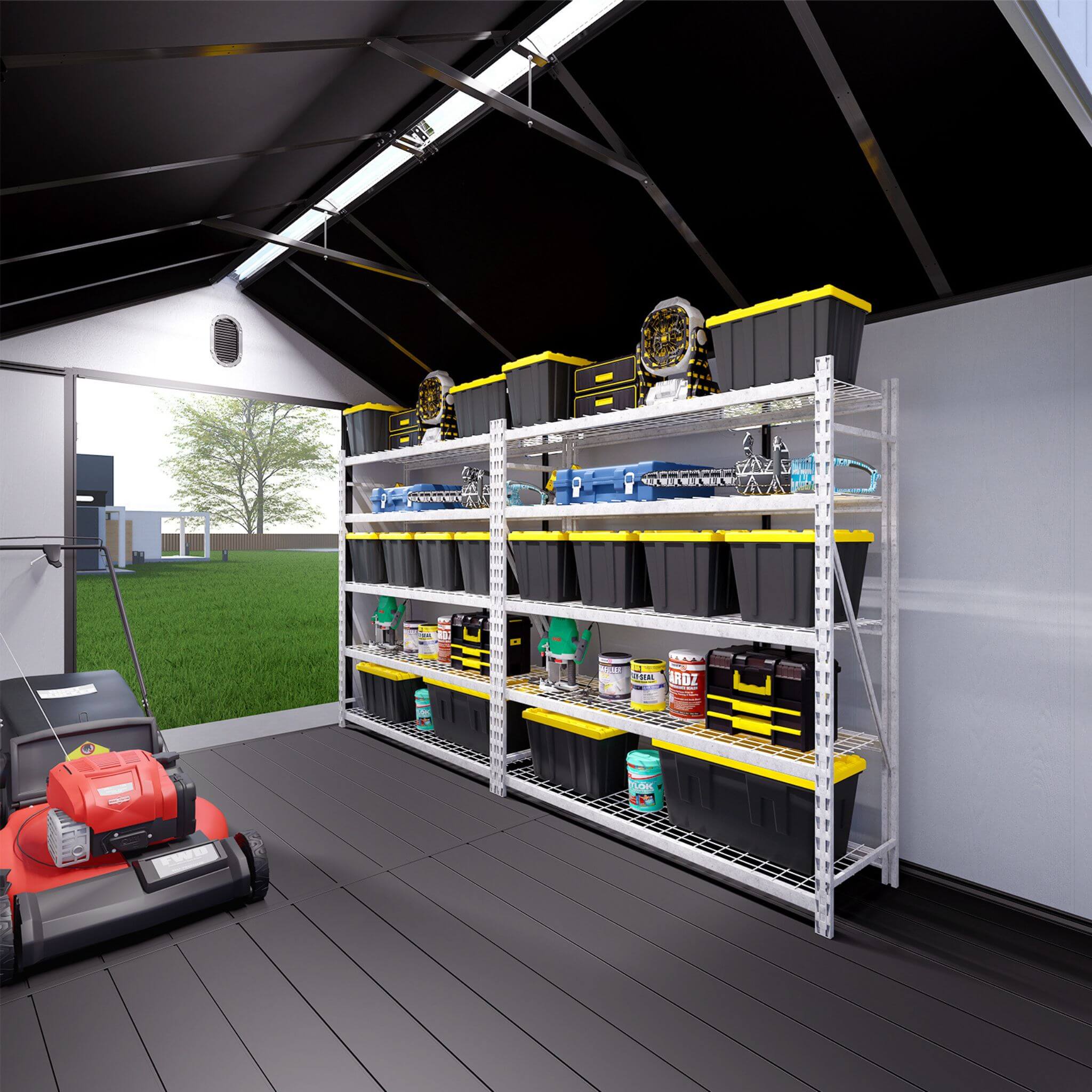 [08X12FT] Large Polypropylene Storage Shed With Reinforced Floor And Lockable Swing Doors (SAK07451)