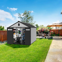 [08X12FT] Large Polypropylene Storage Shed With Reinforced Floor And Lockable Swing Doors (SAK07451)