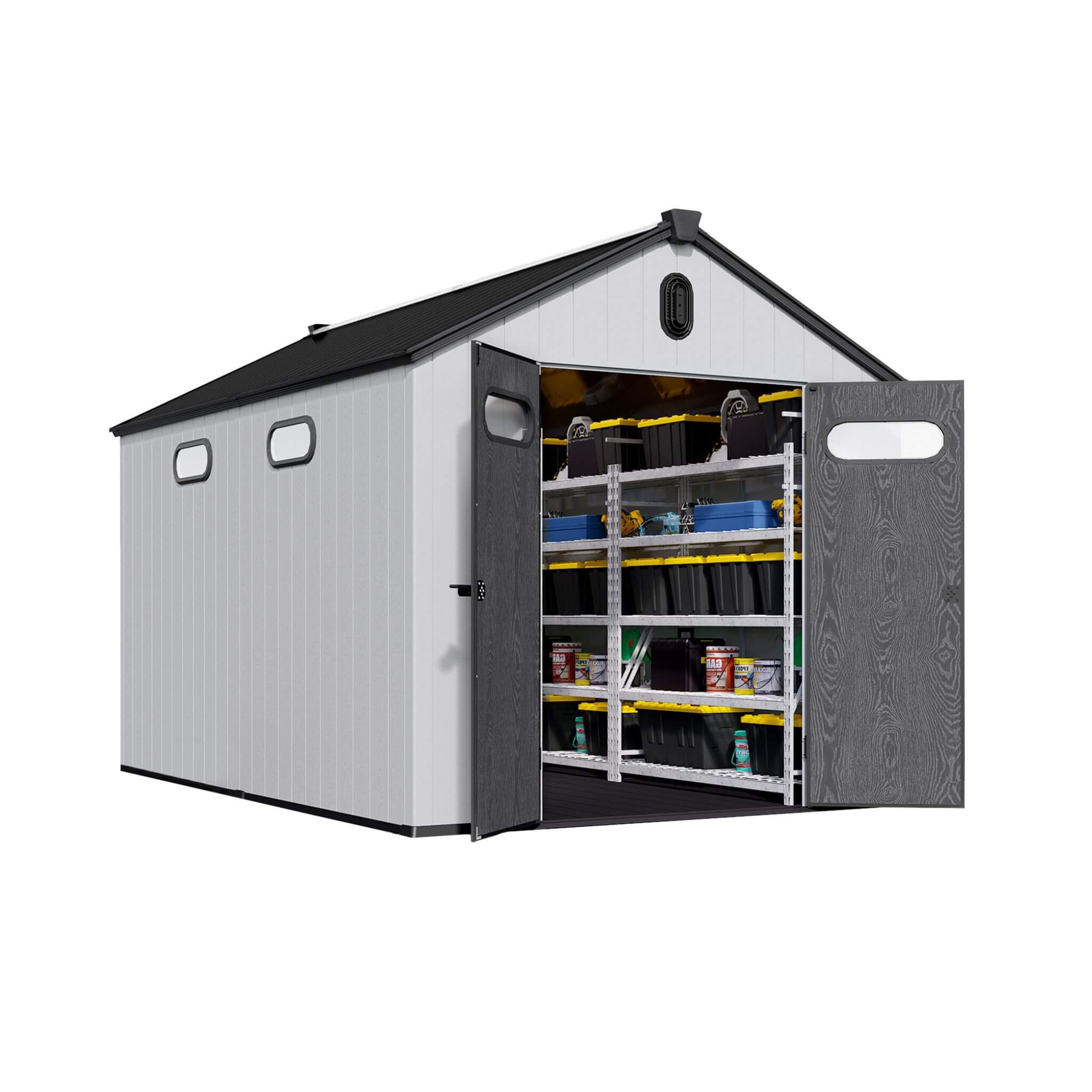 [08X12FT] Large Polypropylene Storage Shed With Reinforced Floor And Lockable Swing Doors (SAK07451)