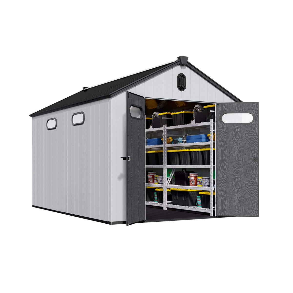 [08X12FT] Large Polypropylene Storage Shed With Reinforced Floor And Lockable Swing Doors (SAK07451)