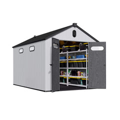 [08X12FT] Large Polypropylene Storage Shed With Reinforced Floor And Lockable Swing Doors (SAK07451)