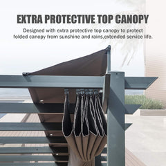 [11X20FT] Premium Outdoor Retractable Aluminum Pergola Gazebo With Weather-Resistant Canopy (SAK54612)