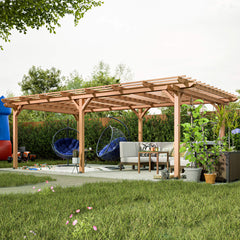 [12x16FT] Extra Large Outdoor Wooden Waterproof Grape Gazebo, Brown (SAK76476)