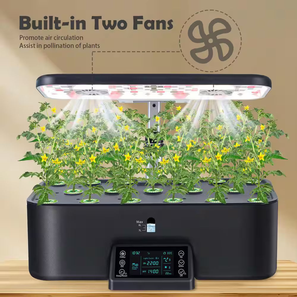 17 Pods Hydroponic Indoor Gardening System with Full Spectrum Grow Light, Smart LCD Control, Herb Planter, Black