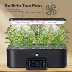 17 Pods Hydroponic Indoor Gardening System with Full Spectrum Grow Light, Smart LCD Control, Herb Planter, Black