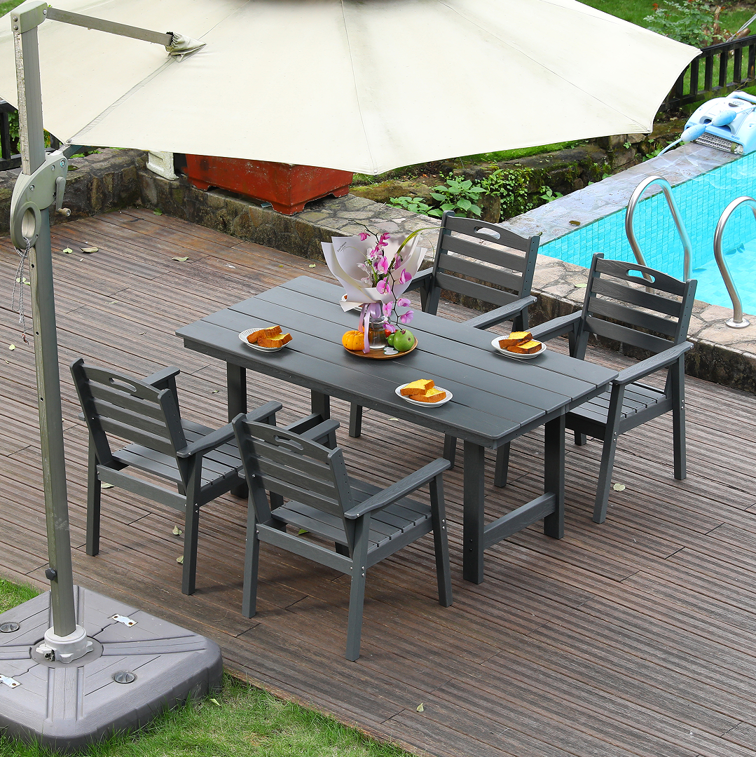 HDPE Outdoor Patio Dining Set with Table and Four Chairs