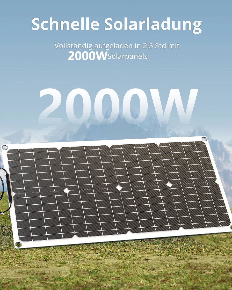 110V 220V 2000W Flexible Solar Panel System 12V Battery Charging 4000W Solar Inverter Kit for Home Outdoor Camping