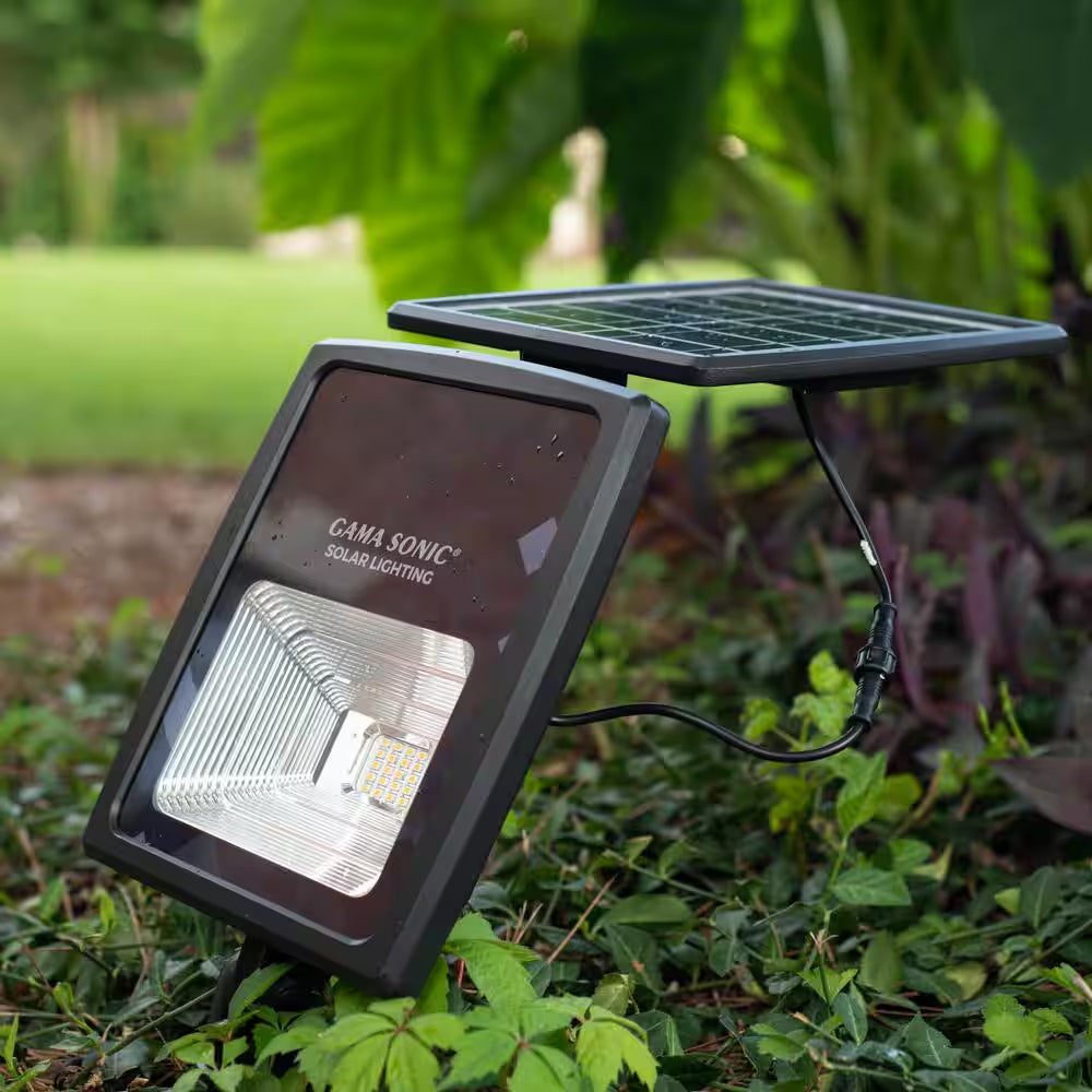 250 Lumens Black Solar Powered Dual Color Integrated LED Outdoor Landscape Flood Light (2-Pack)