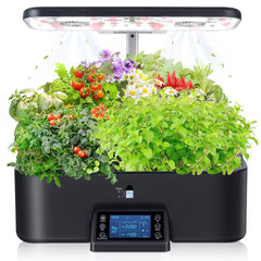 17 Pods Hydroponic Indoor Gardening System with Full Spectrum Grow Light, Smart LCD Control, Herb Planter, Black