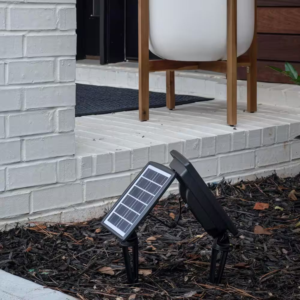 250 Lumens Black Solar Powered Dual Color Integrated LED Outdoor Landscape Flood Light (2-Pack)