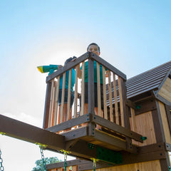 Skyfort II Cedar Wood Swing Set with Spiral Tube Slide, Clubhouse, Crow'S Nest, and Picnic Table