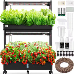 60 Pod Vertical Hydroponic Garden Kit with 2 Light Modes, Auto Circulating Water System, 32L Indoor Gardening System