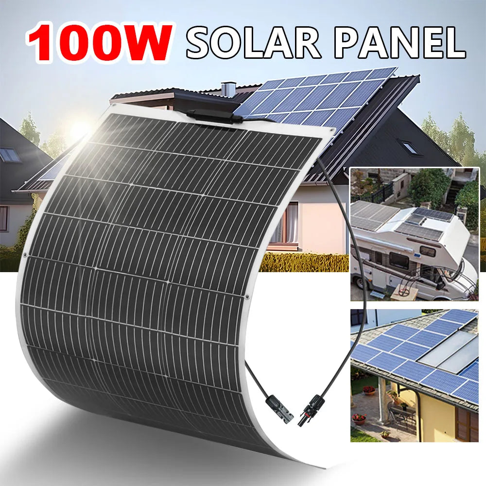 Solar Panel 300W 400W 200W 100W Flexible Monocrystalline Solar Cell Photovoltaic Solar Panels Kit 12V Battery Charger
