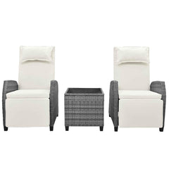 Outdoor Rattan Two-person Combination With Coffee Table, Adjustable,