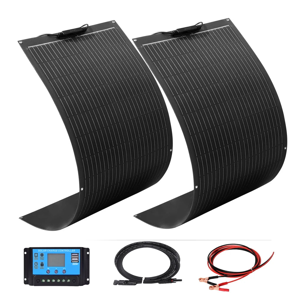 Flexible Solar Panel 1000W 500W 400W 200W 100W High Efficiency Photovoltaic Module Diy Kit Generation Car Home Camping 12V 24V
