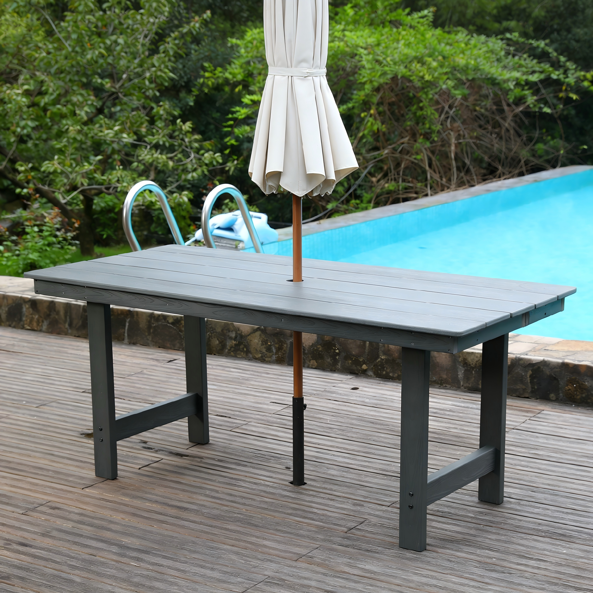 HDPE Outdoor Patio Dining Set with Table and Four Chairs