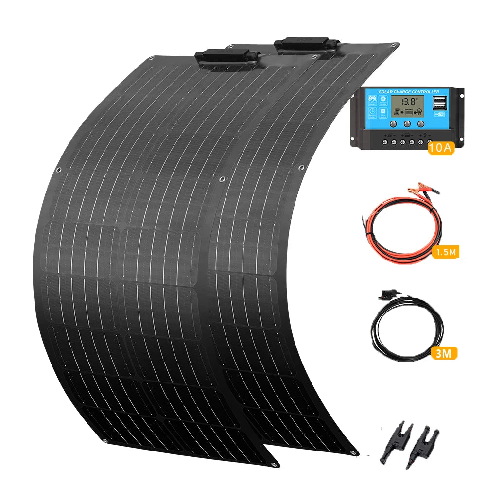 12V Flexible Solar Panel Kit Monocrystalline Solar Cell 50W 100W 120W 240W PV for Home RV & Boat Solar Power China Drop Shipping